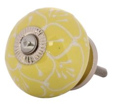 Yellow Floral Embossed Cabinet knob